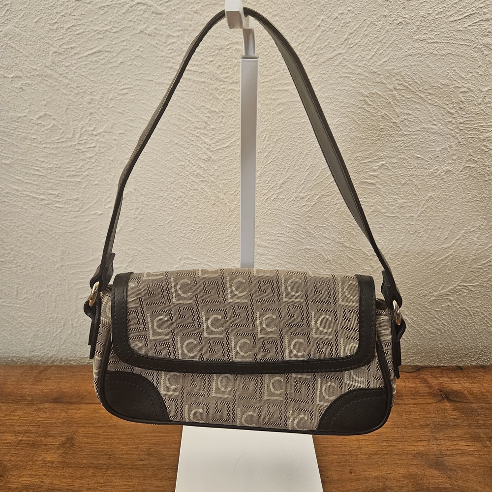 Liz Claiborne Signature Logo Shoulder Purse Tan with Leather Handles Y2K‎